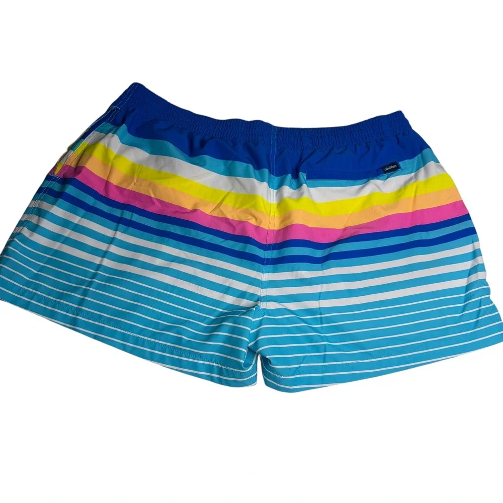 Chubbies Men's XXL Swim Trunks Striped Blue‎ Yellow Pink White Drawstring